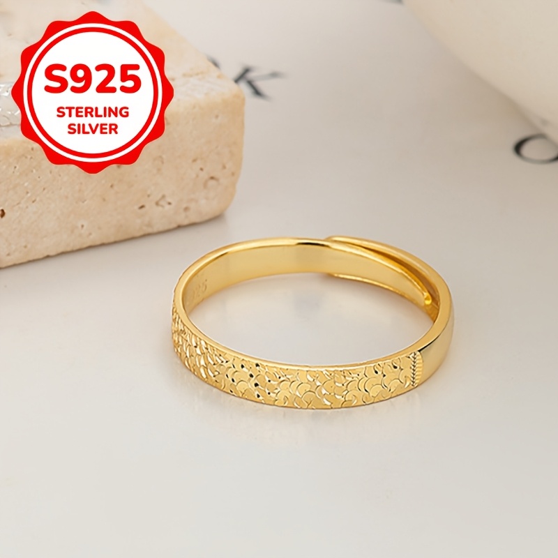 S925 Sterling Silver Open Ring Sparkling Low Sensitivity Adjustable Band